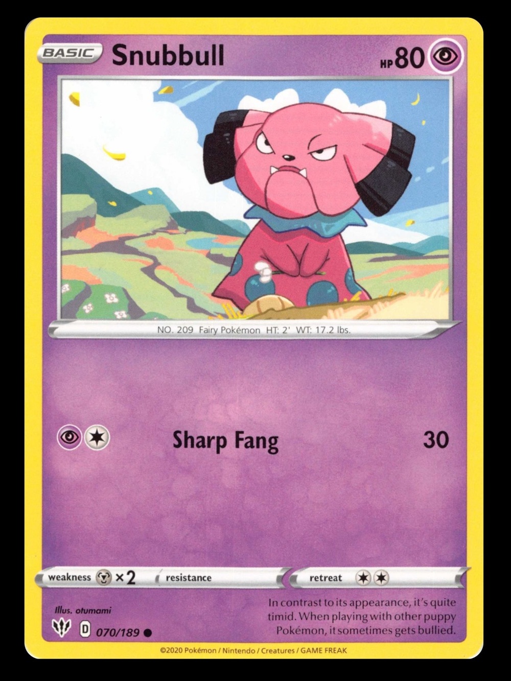 POKEMON CARD TCG - Snubbull - Darkness Ablaze - Common - 070/189